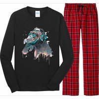 DJ Monkey Thinker Hipster Long Sleeve Pajama Set