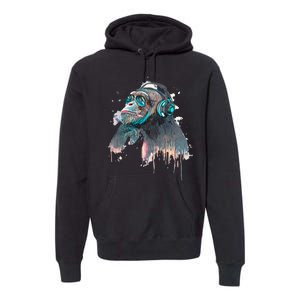 DJ Monkey Thinker Hipster Premium Hoodie