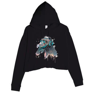 DJ Monkey Thinker Hipster Crop Fleece Hoodie