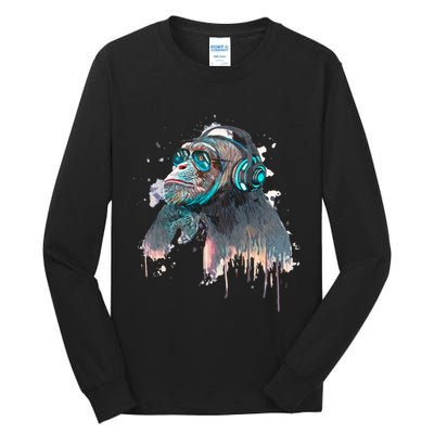 DJ Monkey Thinker Hipster Tall Long Sleeve T-Shirt