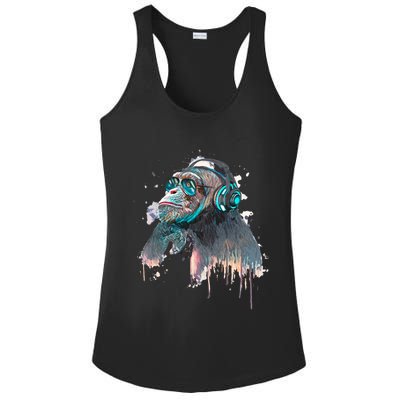DJ Monkey Thinker Hipster Ladies PosiCharge Competitor Racerback Tank