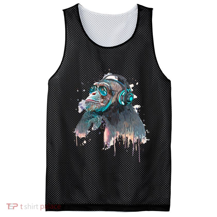 DJ Monkey Thinker Hipster Mesh Reversible Basketball Jersey Tank