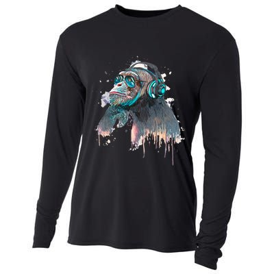 DJ Monkey Thinker Hipster Cooling Performance Long Sleeve Crew