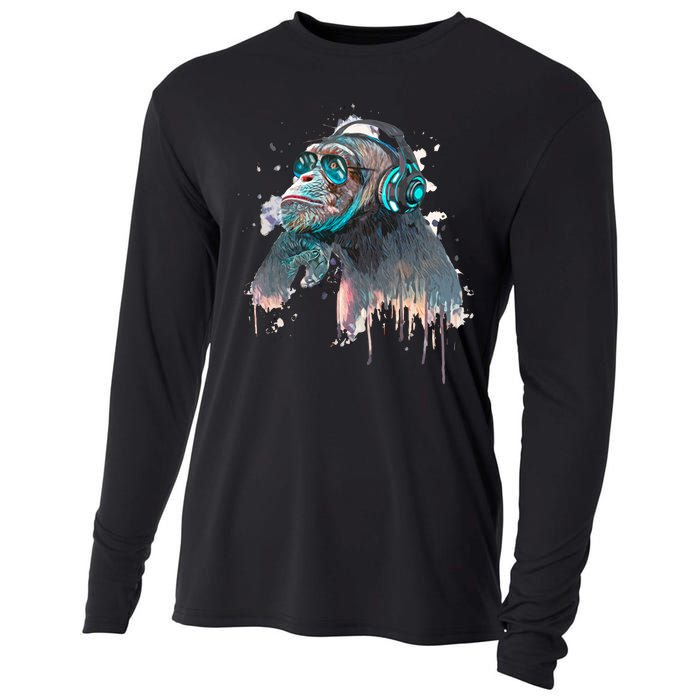 DJ Monkey Thinker Hipster Cooling Performance Long Sleeve Crew