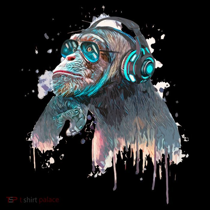 DJ Monkey Thinker Hipster Poster
