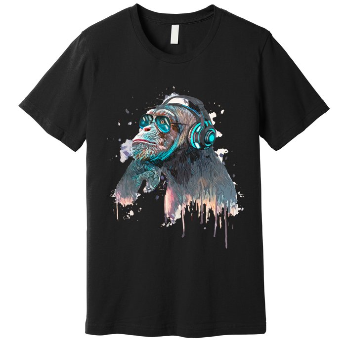 DJ Monkey Thinker Hipster Premium T-Shirt
