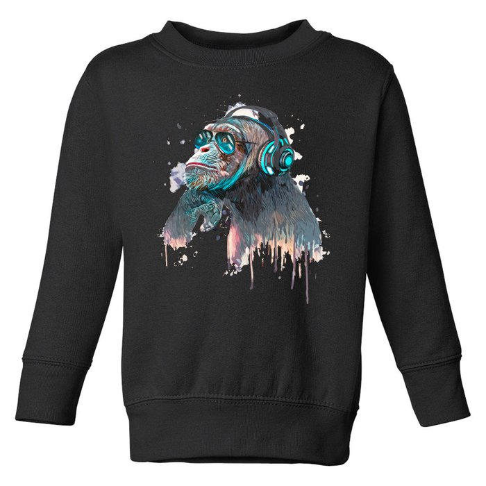 DJ Monkey Thinker Hipster Toddler Sweatshirt