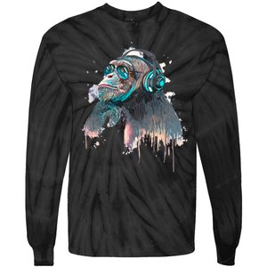 DJ Monkey Thinker Hipster Tie-Dye Long Sleeve Shirt