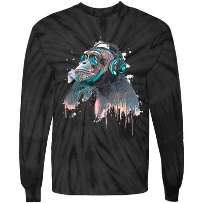 DJ Monkey Thinker Hipster Tie-Dye Long Sleeve Shirt