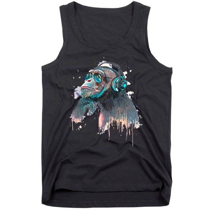 DJ Monkey Thinker Hipster Tank Top