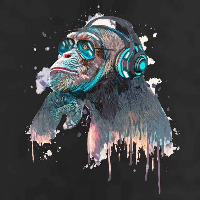 DJ Monkey Thinker Hipster Golf Towel