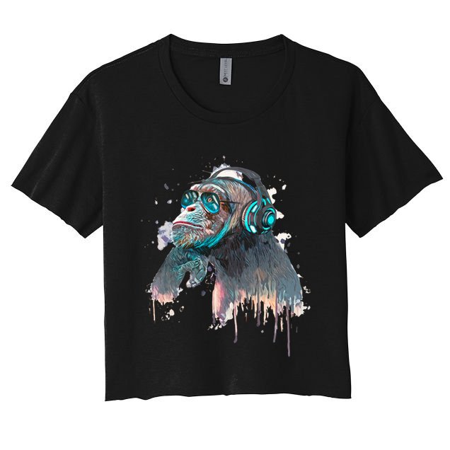 DJ Monkey Thinker Hipster Crop Top