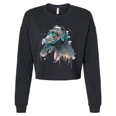 DJ Monkey Thinker Hipster Cropped Pullover Crew