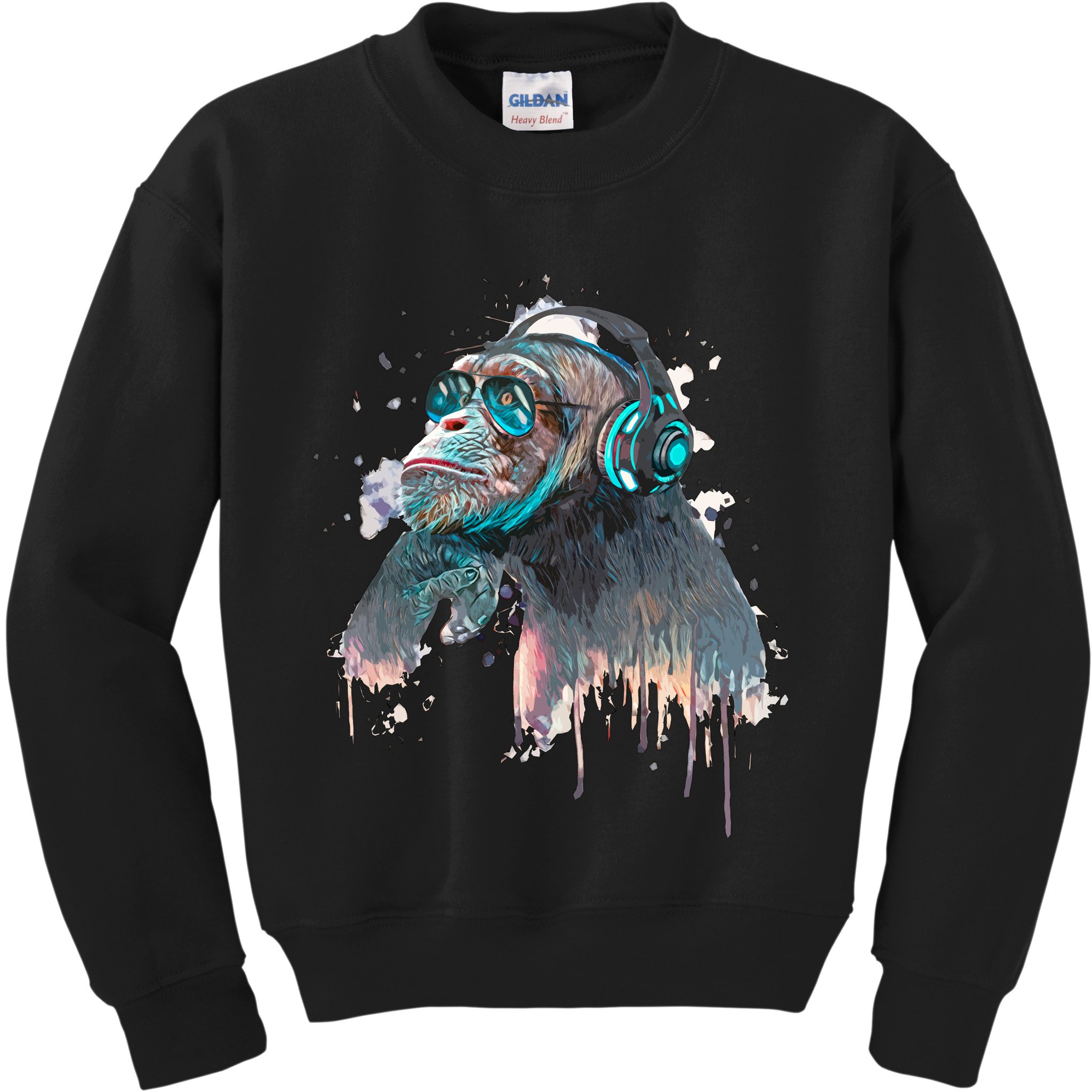 DJ Monkey Thinker Hipster Kids Sweatshirt