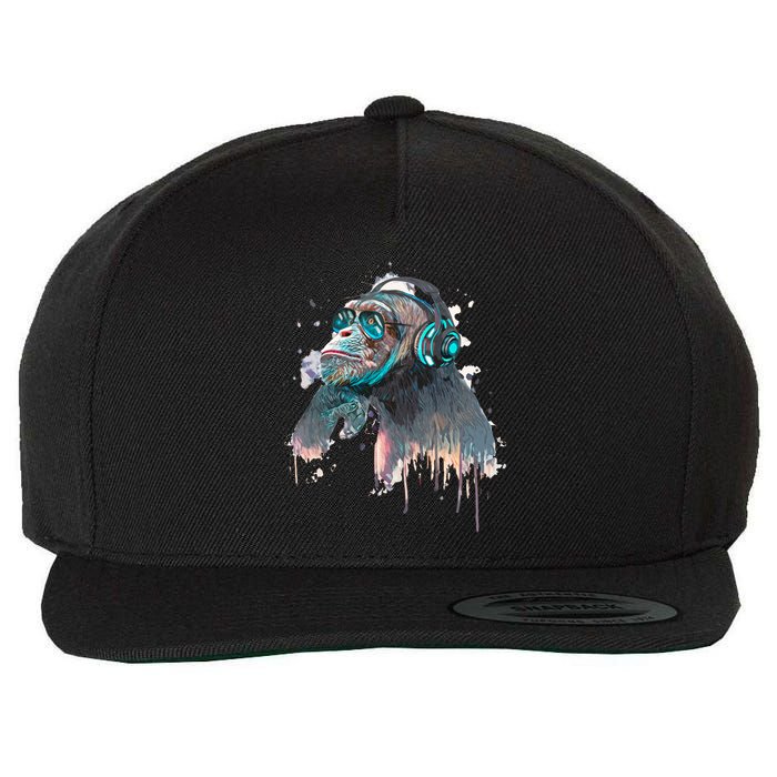 DJ Monkey Thinker Hipster Wool Snapback Cap