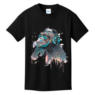DJ Monkey Thinker Hipster Kids T-Shirt