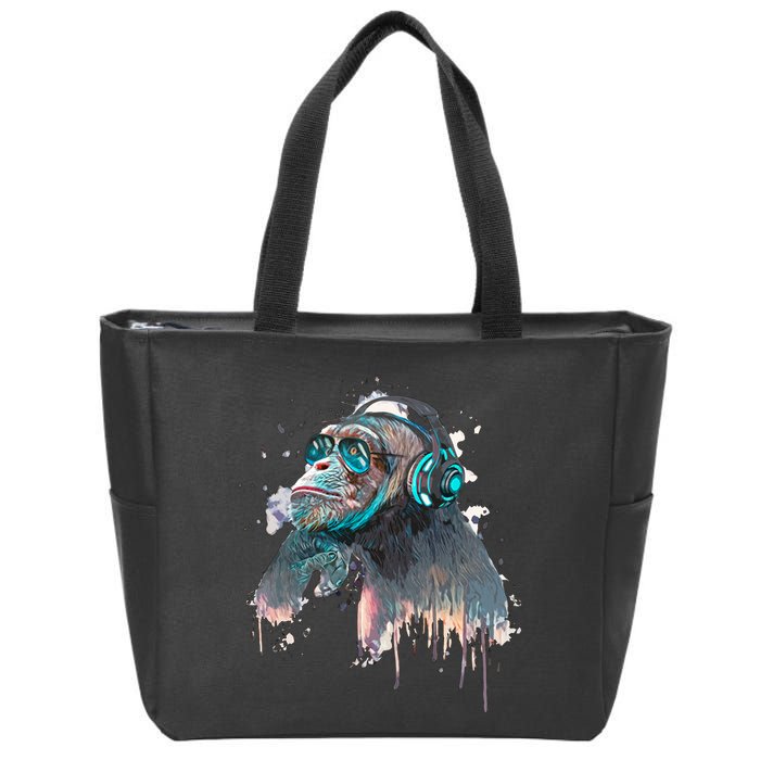 DJ Monkey Thinker Hipster Zip Tote Bag