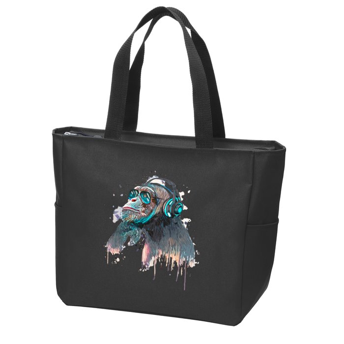 DJ Monkey Thinker Hipster Zip Tote Bag