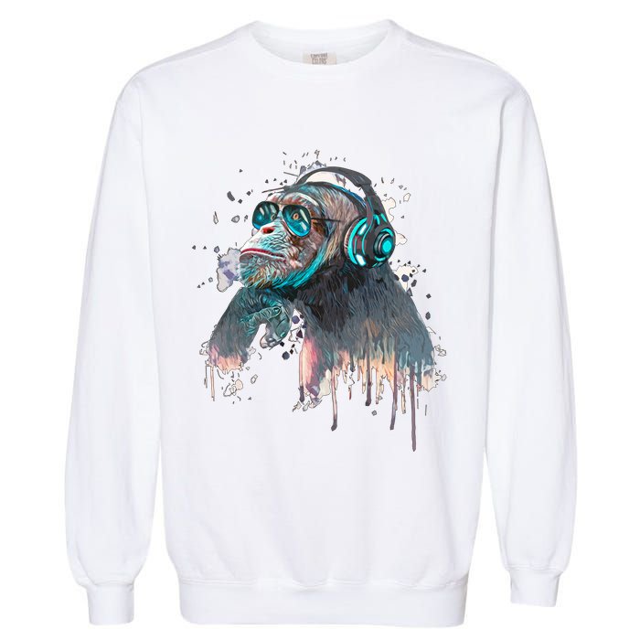 DJ Monkey Thinker Hipster Garment-Dyed Sweatshirt