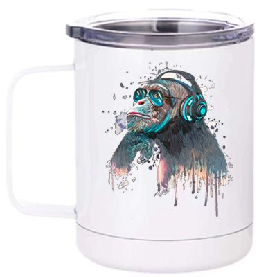 DJ Monkey Thinker Hipster 12 oz Stainless Steel Tumbler Cup