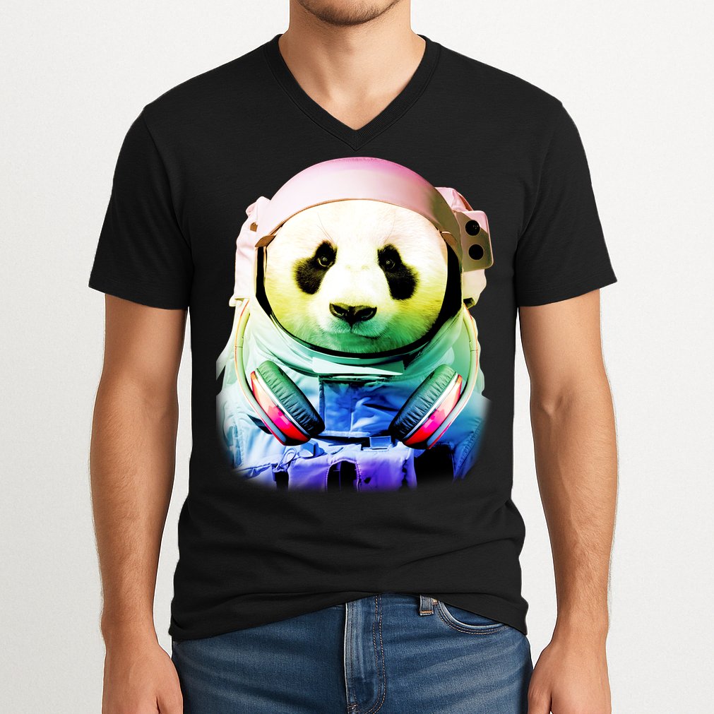 DJ Panda Astronaut V-Neck T-Shirt