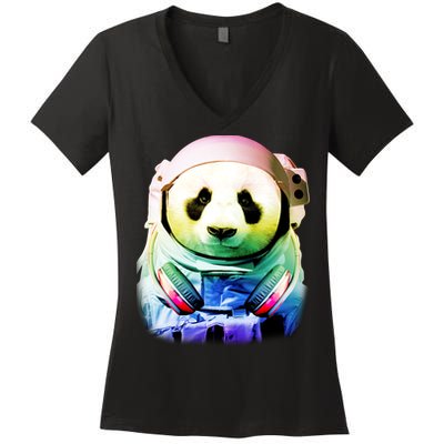 DJ Panda Astronaut Women's V-Neck T-Shirt