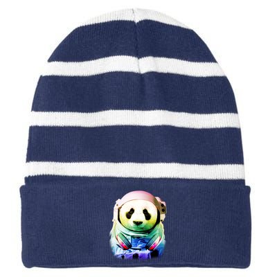 DJ Panda Astronaut Striped Beanie with Solid Band