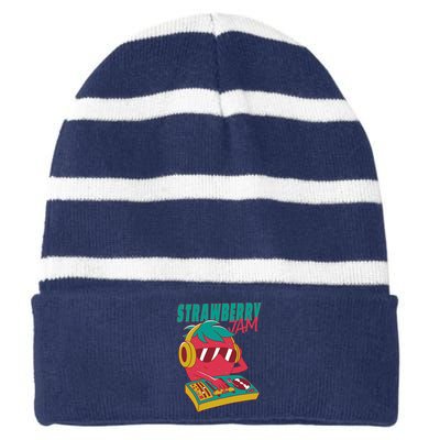 DJ Strawberry Jam Striped Beanie with Solid Band