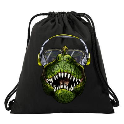 DJ T-Rex Drawstring Bag