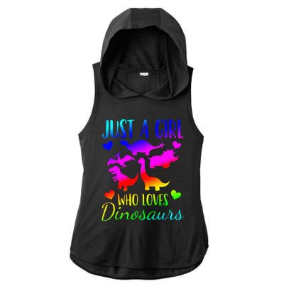 Dinosaur Just A Girl Who Loves Dinosaurs Ladies PosiCharge Tri-Blend Wicking Draft Hoodie Tank