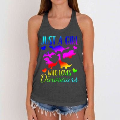 Dinosaur Just A Girl Who Loves Dinosaurs Women's Knotted Racerback Tank