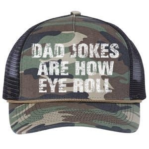 Dad Jokes Are How Eye Roll Funny Dad Gift Papa Father Day Retro Rope Trucker Hat Cap