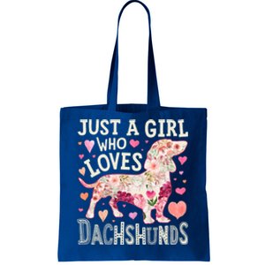 Dachshund Just A Girl Who Loves Dachshunds Dog Flower Floral Gift Tote Bag