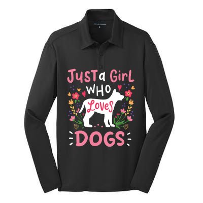 Dog Just A Girl Who Loves Dogs Gift For Dog Lovers Silk Touch Performance Long Sleeve Polo