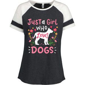 Dog Just A Girl Who Loves Dogs Gift For Dog Lovers Enza Ladies Jersey Colorblock Tee