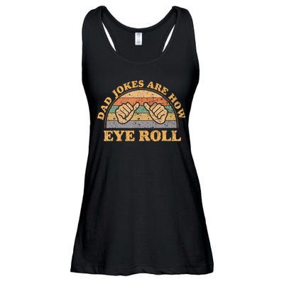 Dad Jokes Are How Eye Roll Fathers Day Vintage Retro Ladies Essential Flowy Tank