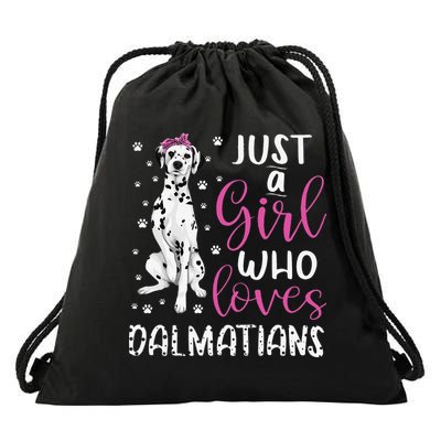 dalmatian Just A Who Loves dalmatians Dogs Lover Drawstring Bag