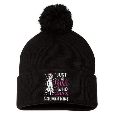 dalmatian Just A Who Loves dalmatians Dogs Lover Pom Pom 12in Knit Beanie