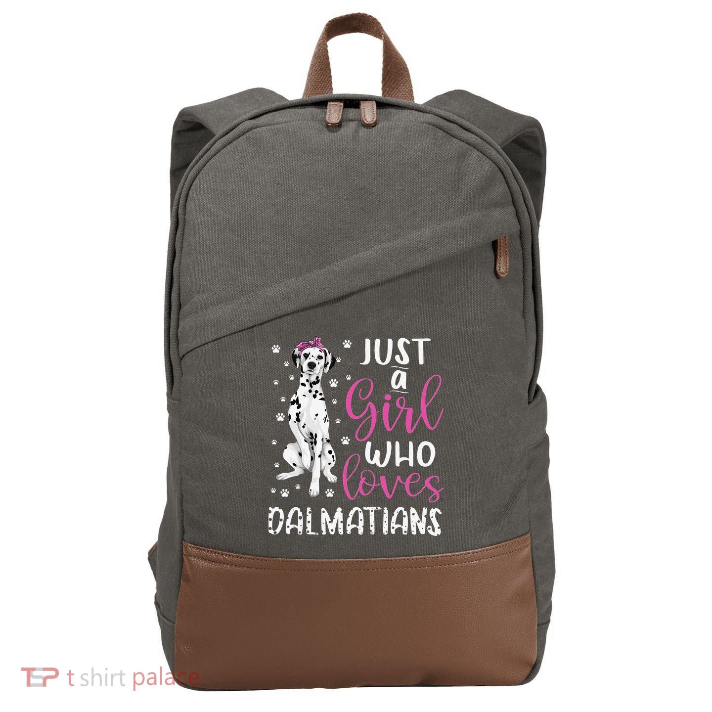 dalmatian Just A Who Loves dalmatians Dogs Lover Cotton Canvas Backpack