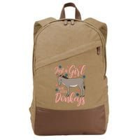 Donkey Just A Who Loves Donkeys Funny Donkey Lover Gift Cotton Canvas Backpack