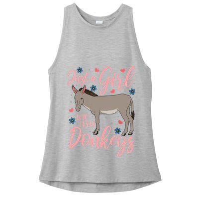 Donkey Just A Who Loves Donkeys Funny Donkey Lover Gift Ladies PosiCharge Tri-Blend Wicking Tank