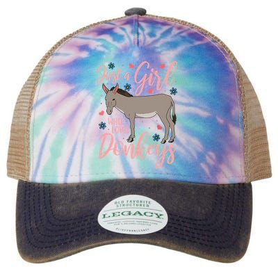 Donkey Just A Who Loves Donkeys Funny Donkey Lover Gift Legacy Tie Dye Trucker Hat