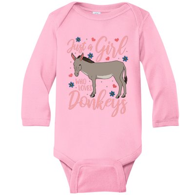 Donkey Just A Who Loves Donkeys Funny Donkey Lover Gift Baby Long Sleeve Bodysuit