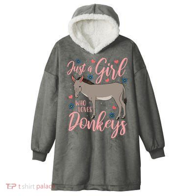 Donkey Just A Who Loves Donkeys Funny Donkey Lover Gift Hooded Wearable Blanket