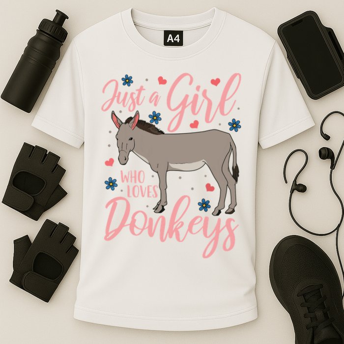 Donkey Just A Who Loves Donkeys Funny Donkey Lover Gift Cooling Performance Crew T-Shirt