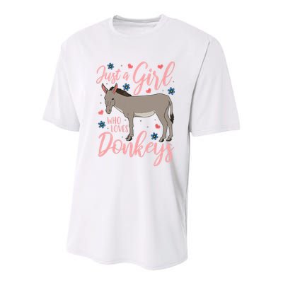 Donkey Just A Who Loves Donkeys Funny Donkey Lover Gift Youth Performance Sprint T-Shirt