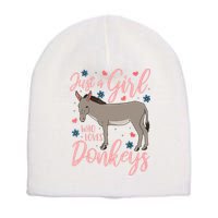 Donkey Just A Who Loves Donkeys Funny Donkey Lover Gift Short Acrylic Beanie