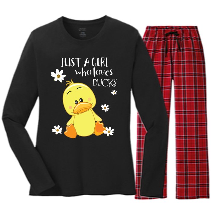 Ducks Just A Girl Who Loves Ducks Ducks Lovers Women's Long Sleeve Flannel Pajama Set 