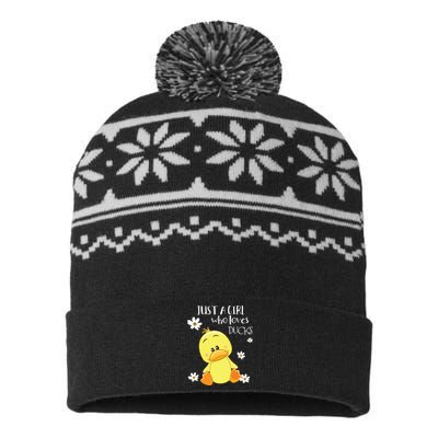 Ducks Just A Girl Who Loves Ducks Ducks Lovers USA-Made Snowflake Beanie