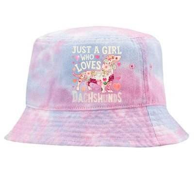 Dachshund Just A Who Loves Dachshunds Dog Flower Floral Gift Tie-Dyed Bucket Hat